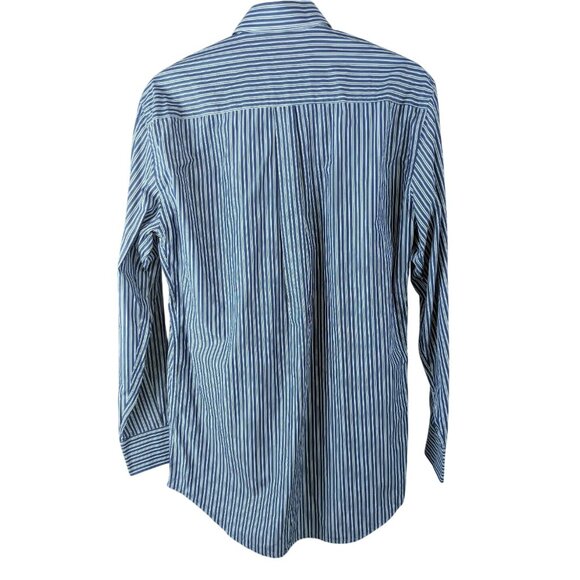 Peter Millar Button Front Shirt Men's Size Medium Navy Stripes Long Sleeve - Picture 4 of 6
